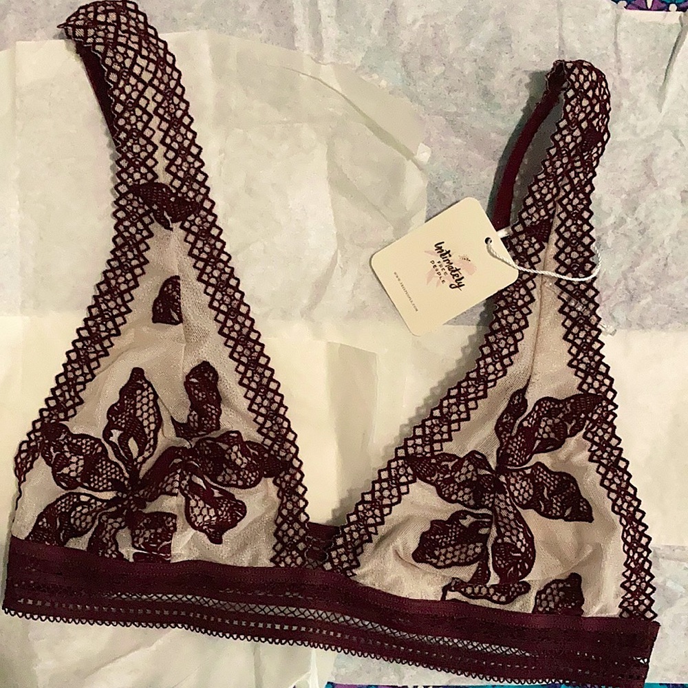 NWT Free People Alia Bralette Small Wine